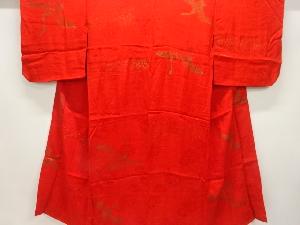 アンティーク　金砂子鶴にのり散らし模様長襦袢